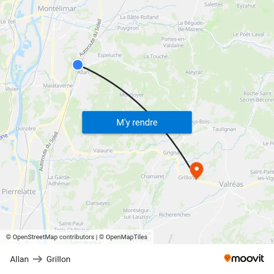 Allan to Grillon map
