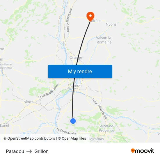 Paradou to Grillon map