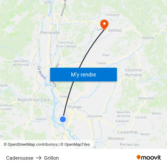 Caderousse to Grillon map