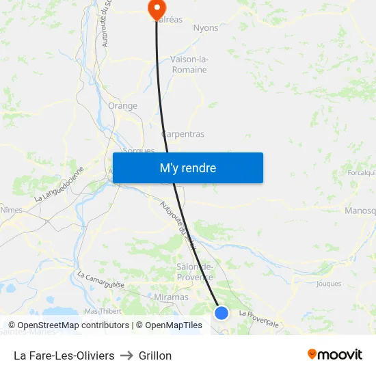 La Fare-Les-Oliviers to Grillon map
