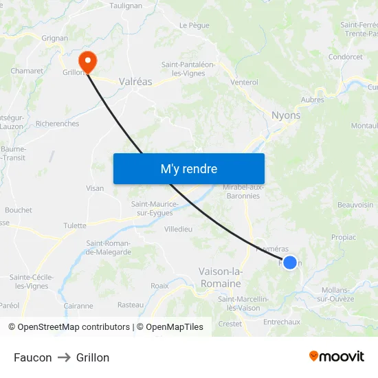 Faucon to Grillon map