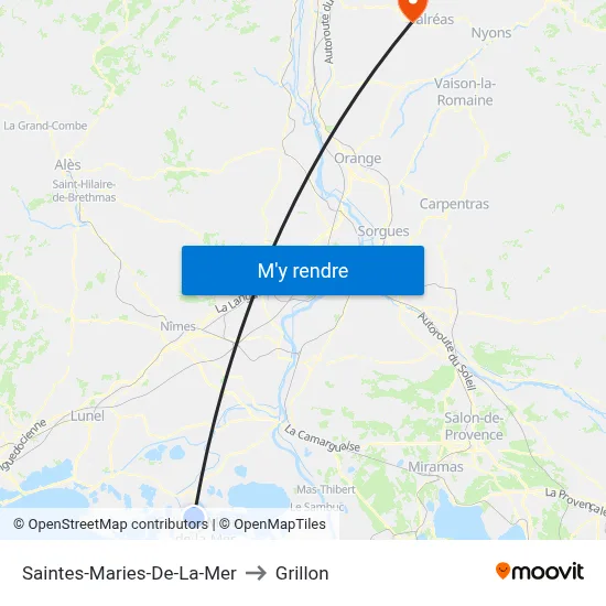 Saintes-Maries-De-La-Mer to Grillon map