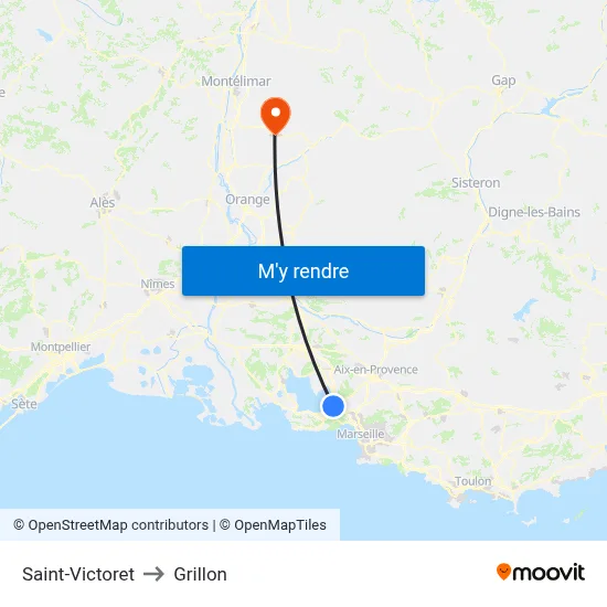 Saint-Victoret to Grillon map