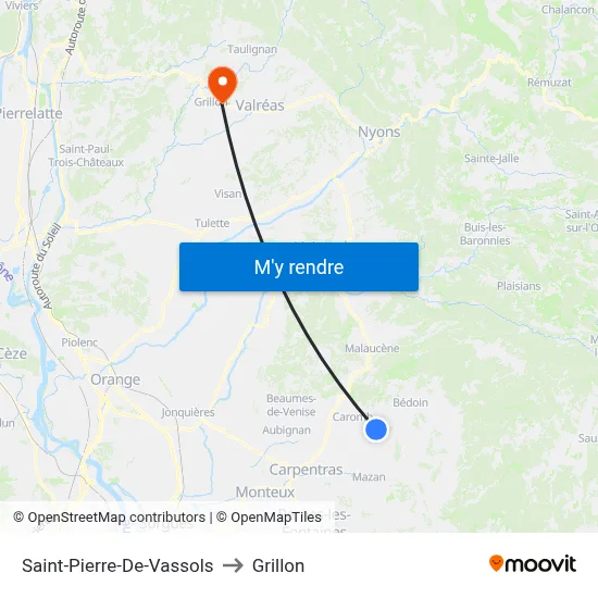 Saint-Pierre-De-Vassols to Grillon map