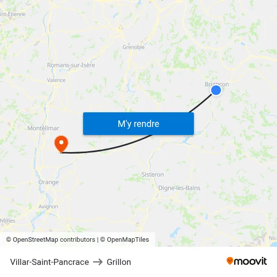 Villar-Saint-Pancrace to Grillon map