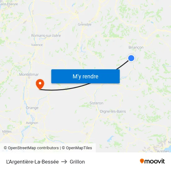 L'Argentière-La-Bessée to Grillon map
