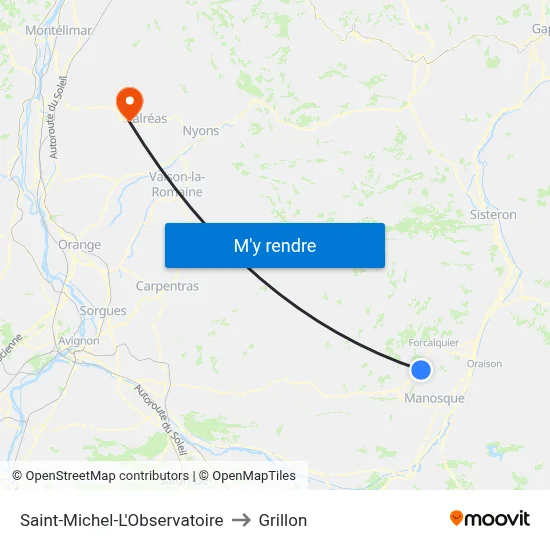 Saint-Michel-L'Observatoire to Grillon map