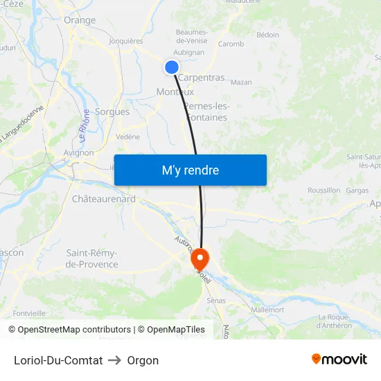 Loriol-Du-Comtat to Orgon map