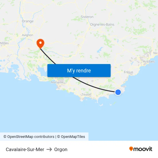 Cavalaire-Sur-Mer to Orgon map