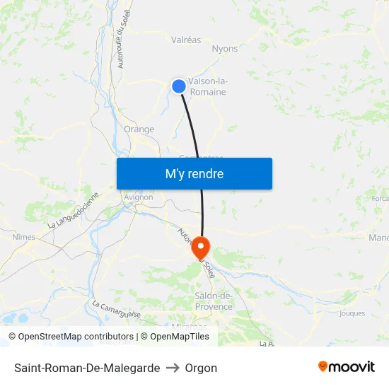Saint-Roman-De-Malegarde to Orgon map