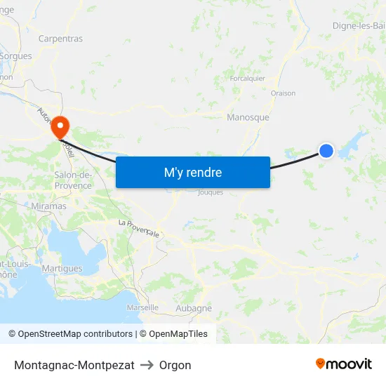 Montagnac-Montpezat to Orgon map