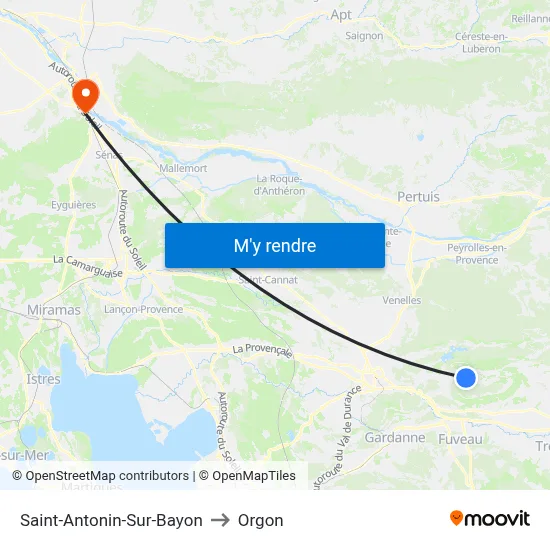 Saint-Antonin-Sur-Bayon to Orgon map
