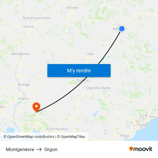 Montgenèvre to Orgon map