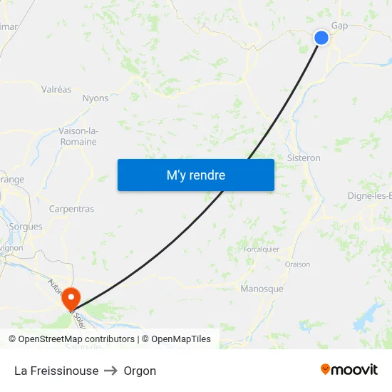 La Freissinouse to Orgon map