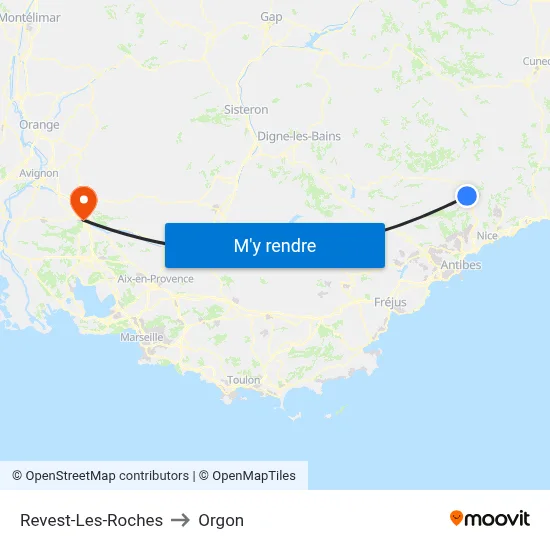 Revest-Les-Roches to Orgon map