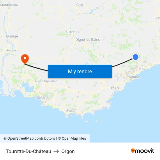 Tourette-Du-Château to Orgon map