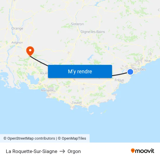 La Roquette-Sur-Siagne to Orgon map