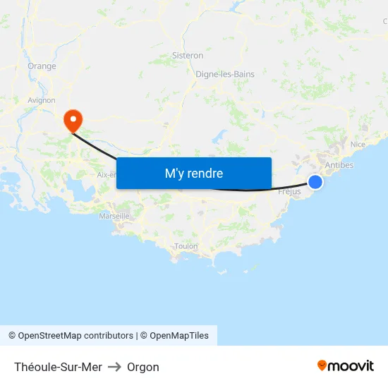 Théoule-Sur-Mer to Orgon map
