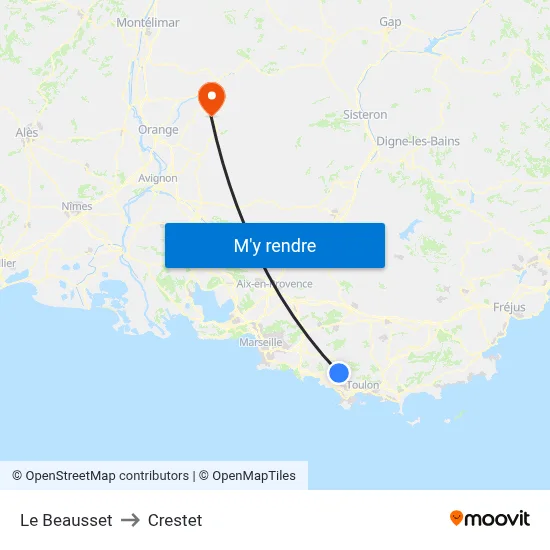 Le Beausset to Crestet map