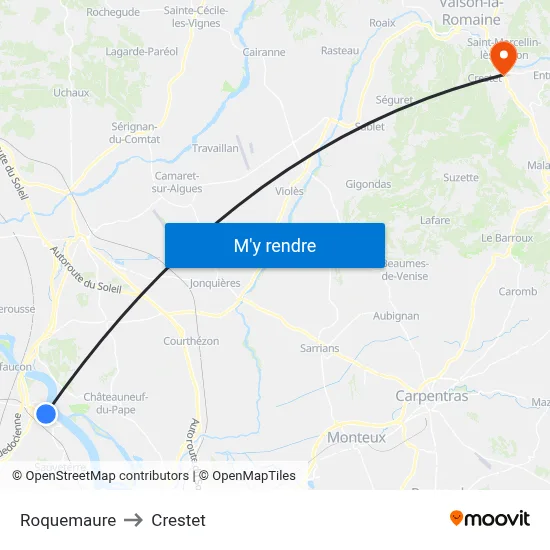 Roquemaure to Crestet map