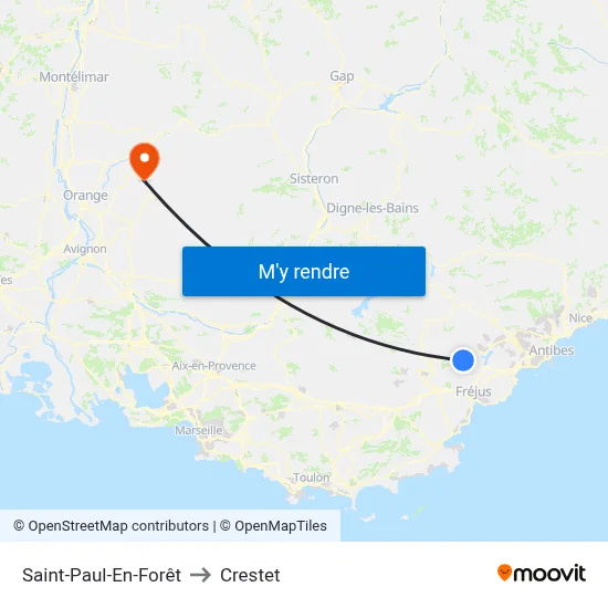 Saint-Paul-En-Forêt to Crestet map