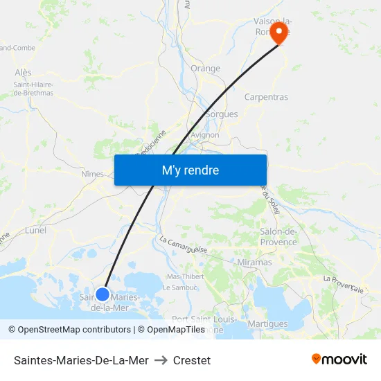 Saintes-Maries-De-La-Mer to Crestet map