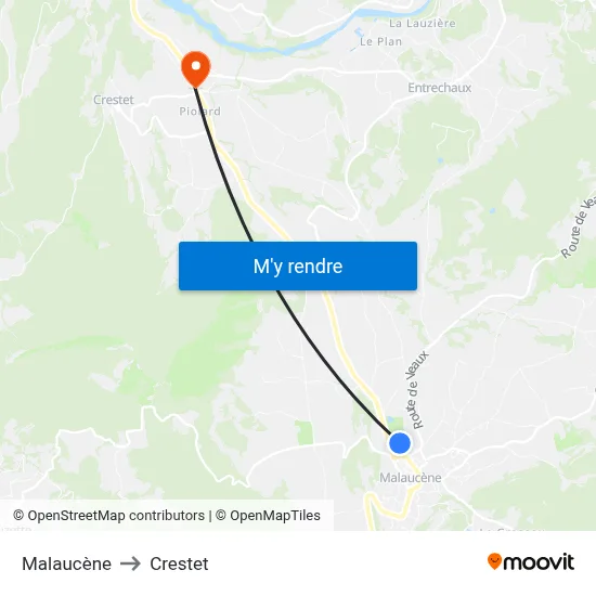 Malaucène to Crestet map