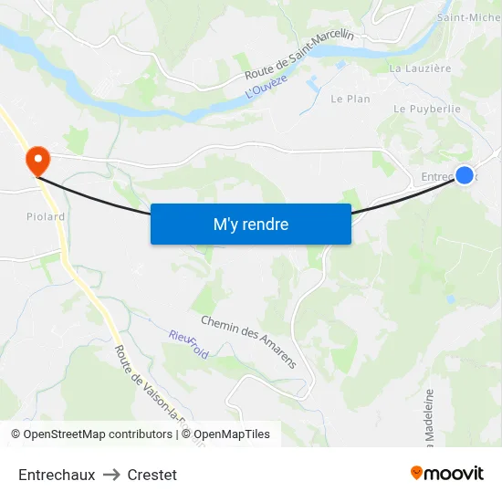 Entrechaux to Crestet map