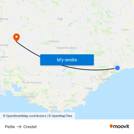 Peille to Crestet map