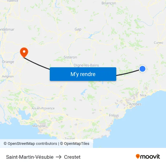 Saint-Martin-Vésubie to Crestet map