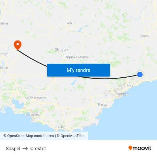 Sospel to Crestet map