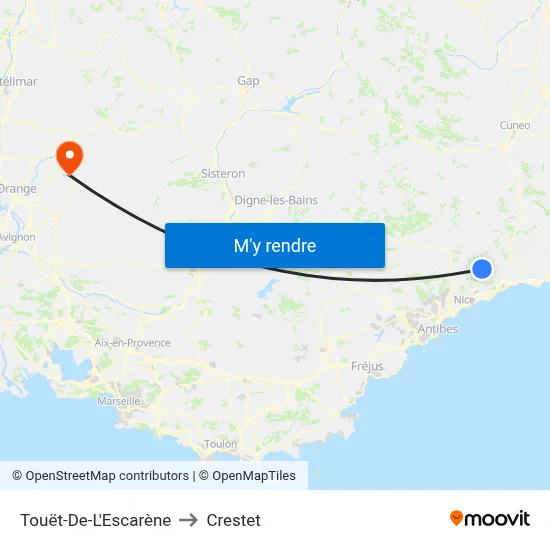 Touët-De-L'Escarène to Crestet map