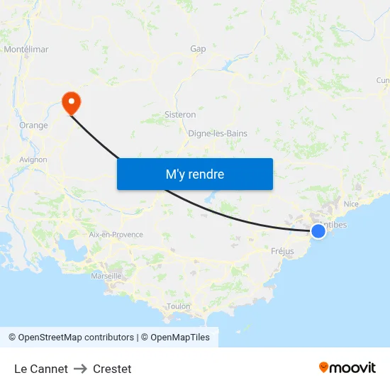 Le Cannet to Crestet map