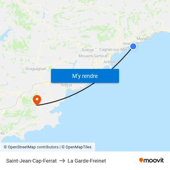 Saint-Jean-Cap-Ferrat to La Garde-Freinet map