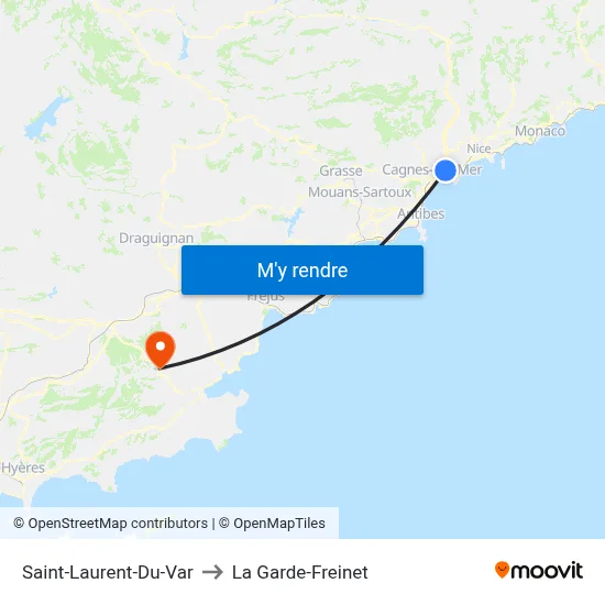 Saint-Laurent-Du-Var to La Garde-Freinet map
