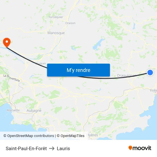 Saint-Paul-En-Forêt to Lauris map