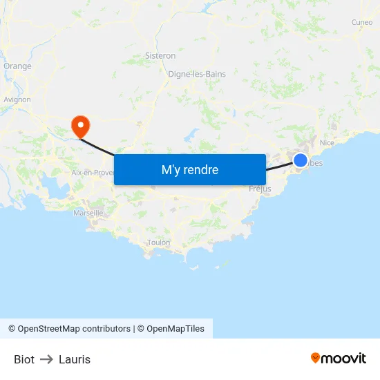 Biot to Lauris map