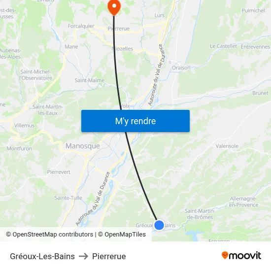 Gréoux-Les-Bains to Pierrerue map