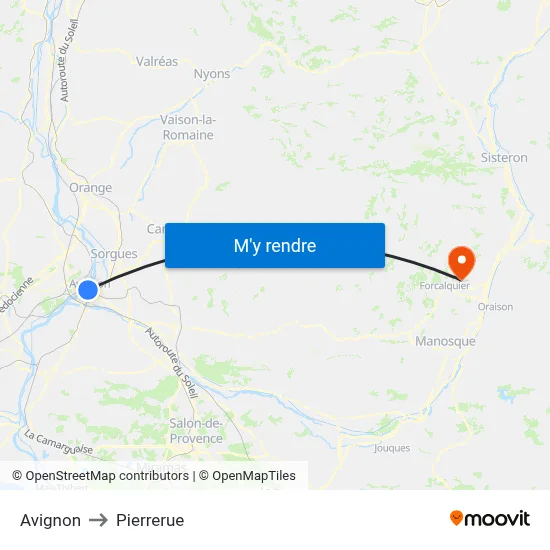 Avignon to Pierrerue map