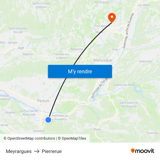 Meyrargues to Pierrerue map