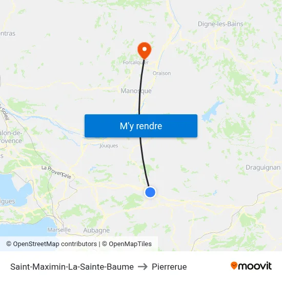 Saint-Maximin-La-Sainte-Baume to Pierrerue map