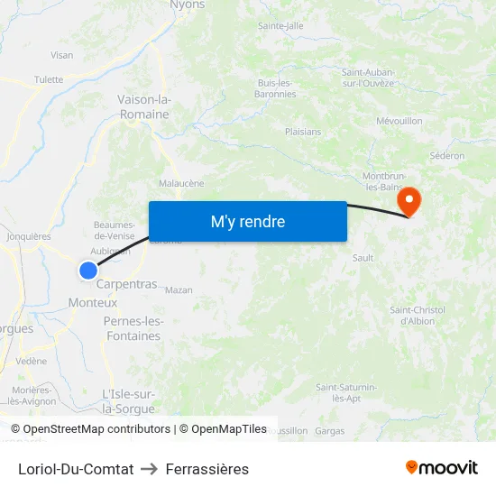Loriol-Du-Comtat to Ferrassières map