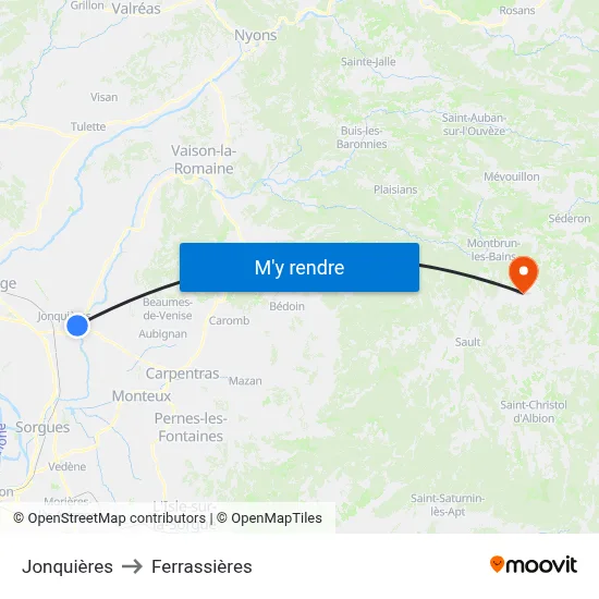 Jonquières to Ferrassières map