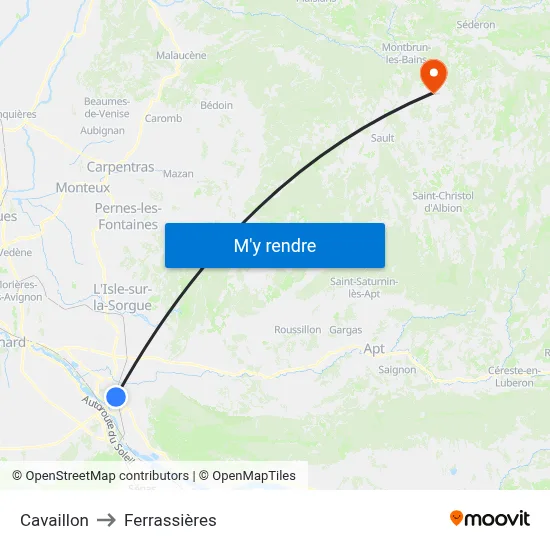 Cavaillon to Ferrassières map