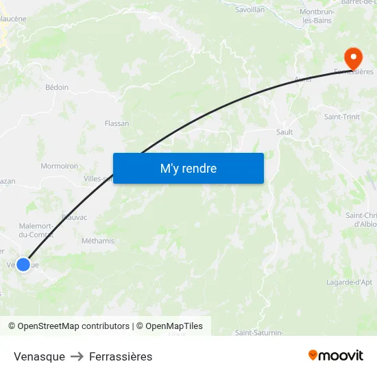 Venasque to Ferrassières map