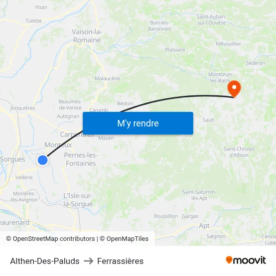 Althen-Des-Paluds to Ferrassières map