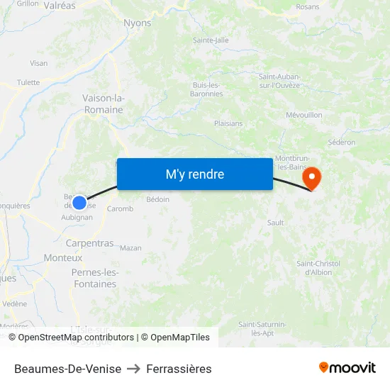 Beaumes-De-Venise to Ferrassières map