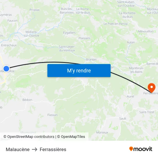 Malaucène to Ferrassières map