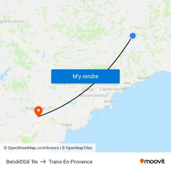 Belvã©Dã¨Re to Trans-En-Provence map