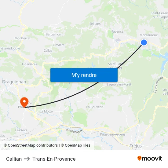Callian to Trans-En-Provence map